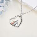 wholesale 925 Sterling Silver Horse & Foal Love You Forever Heart Pendant Necklace for Women Girls Gifts-0-2