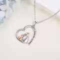 wholesale 925 Sterling Silver Horse & Foal Love You Forever Heart Pendant Necklace Wholesale for Women Girls Gifts-0-2