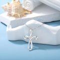 wholesale 925 Sterling Silver Cubic Zirconia Infinity Cross Pendant Necklace for Women - 30 Chain Length-0-1