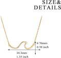 wholesale Gold 925 Sterling Silver Ocean Wave Pendant Necklaces Minimalist Chain Beach  for Women-0-3