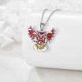wholesale 925 Sterling Silver Red Enamel Owl Pendant Necklace with Carnelian Stone for Women and Men-0-2