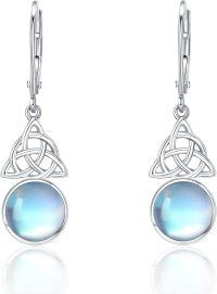 wholesale 925 Sterling Silver Blue Moonstone Triquetra Drop Earrings-Celtic Knot