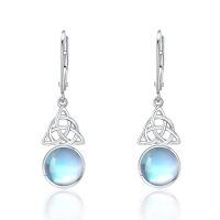 wholesale 925 Sterling Silver Celtic Knot Moonstone Drop Earrings-Celtic Knot