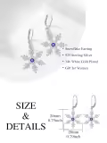 TOUPOP 925 Sterling Silver Blue CZ Snowflake Leverback Earrings Christmas Gifts-0-5
