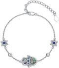 wholesale 925 Sterling Silver Abalone Shell Evil Eye Star of David Charm Bracelet for Women-0-0