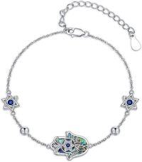wholesale 925 Sterling Silver Abalone Shell Evil Eye Star of David Charm Bracelet for Women-Star of David