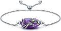 wholesale 925 Sterling Silver Amethyst Sunflower Adjustable Bracelet for Women Gift-0-0