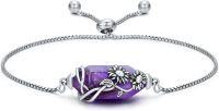 wholesale 925 Sterling Silver Amethyst Sunflower Adjustable Bracelet for Women Gift-Sunflower
