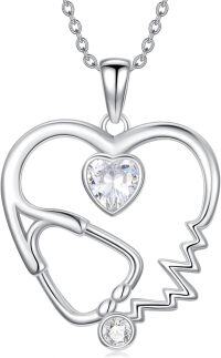 wholesale 925 Sterling Silver Heart-Shaped Pendant Necklace with Crystal Elements for Women's Fashion s-02-Heartbeat