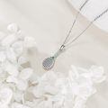 wholesale 925 Sterling Silver Tennis Racket Pendant Necklace With Green Crystal Platinum Plated-0-2