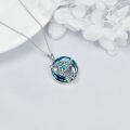 wholesale 925 Sterling Silver Blue Crystal Tortoise Pendant Necklace with Turquoise Stone and Coral Charm-0-2