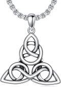 wholesale 925 Sterling Silver Celtic Knot Triquetra Pendant Necklace  Norse Viking  for Women Men-0-0