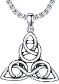 wholesale 925 Sterling Silver Celtic Knot Triquetra Pendant Necklace  Norse Viking  for Women Men-02- Celtic Knot