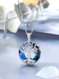 TOUPOP Sterling Silver Crystal Tree Of Life Necklace Jewelry Gift-0-4