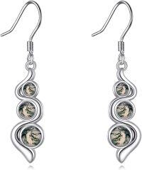 wholesale 925 Sterling Silver Natural Turquoise & Moonstone with Moss Agate Drop Earrings for Women-Moss Agate