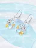 wholesale 925 Sterling Silver Turtle Drop Earrings Wholesale With Blue Gemstones-0-1
