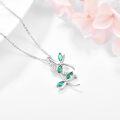 wholesale 925 Sterling Silver Emerald Dragonfly Pendant Necklace with CZ Stones and Extender Chain (34)-0-1