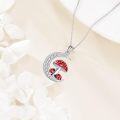 wholesale 925 Sterling Silver Red Enamel Ladybug & Mushroom Crescent Moon CZ Pendant Necklace for Women Girls Gifts-0-3