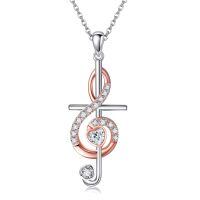 wholesale 925 Sterling Silver Musical Note Heart Pendant Necklace-Music Note Cross