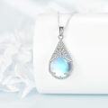 wholesale 925 Sterling Silver Blue Moonstone Teardrop Heart Pendant Necklace for Women-0-4