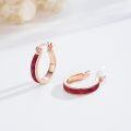 wholesale 925 Sterling Silver Rose Gold Plated Fire Opal Huggie Hoop Earrings for Women-0-2