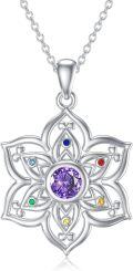 wholesale 925 Sterling Silver Purple Amethyst Flower Shape Pendant Necklace-0-0