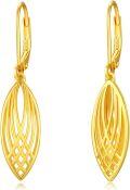 wholesale Gold 925 Sterling Silver Filigree Drop Leverback Earring s for Women-0-0