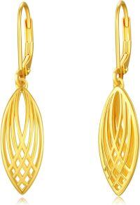 wholesale Gold 925 Sterling Silver Filigree Drop Leverback Earring s for Women-B