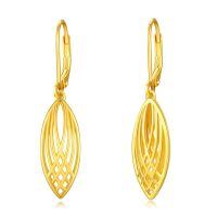 wholesale 925 Sterling Silver Gold Plated Hollow Weave Oval Drop Earrings-B