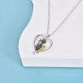 wholesale 925 Sterling Silver Heart-Shaped Pendant with Cats and Cubic Zirconia Necklaces Gifts for Women-0-4