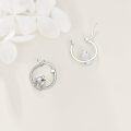 wholesale 925 Sterling Silver Cat Charm Hoop Earrings - Adorable Kitty  for Girls and Women-0-3