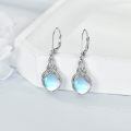wholesale 925 Sterling Silver Drop Earrings Blue Moonstone Celtic Knot Platinum Plated For Women-0-2