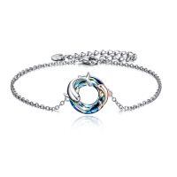 wholesale 925 Sterling Silver Dolphin Charm Bracelet Wholesale With Blue Crystal Circle-Blue crystal bracelet