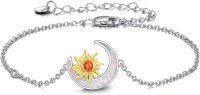 wholesale 925 Sterling Silver Sun & Moon Opal Charm Bracelet for Women - New Mom Gifts-Moon Sun Opal Bracelet