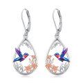 wholesale 925 Sterling Silver Hummingbird & Flower Drop Earrings for Women-0-0