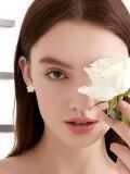 wholesale 925 Sterling Silver Gold Plated Cubic Zirconia Flower Stud Earrings Fashionable Accessories Gift Ideas for Her-0-3