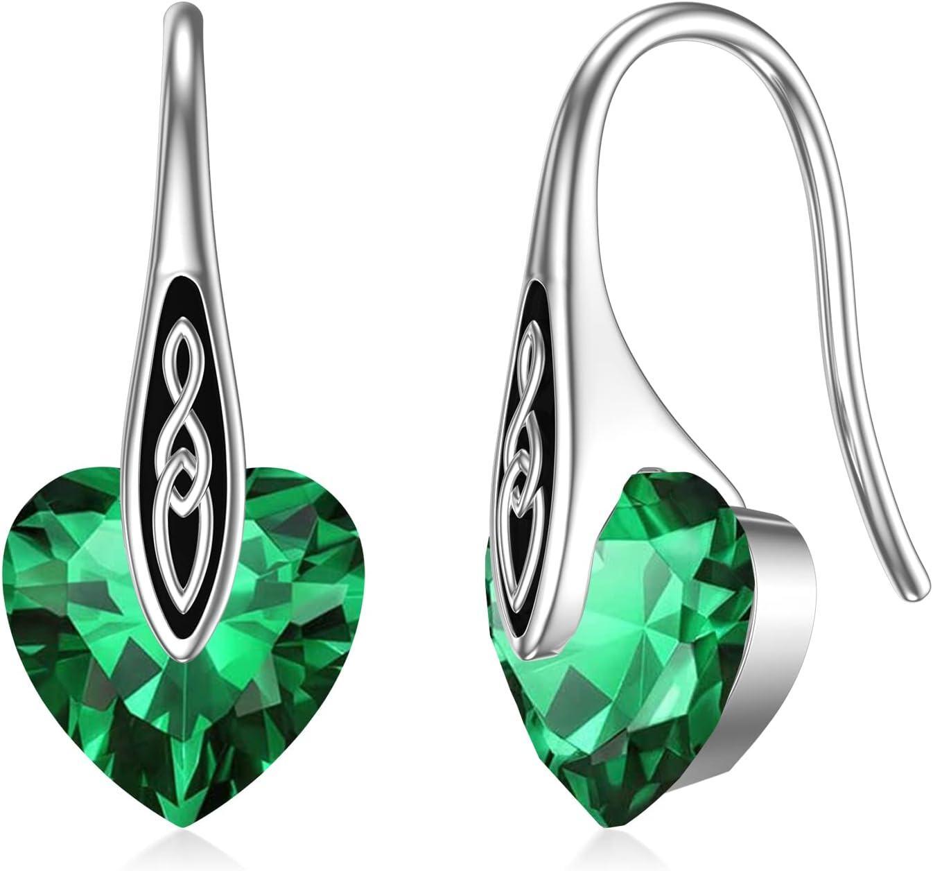 Sterling Silver Birthstone Celtic Dangle Drop Earrings Hypoallergenic Hook Irish Jewelry Gifts-0-1