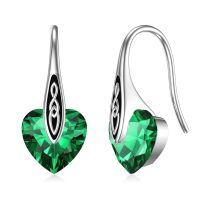 wholesale 925 Sterling Silver Heart Drop Earrings Wholesale With Cz And Celtic Design-Silver-05-May