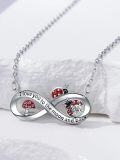 wholesale 925 Sterling Silver Infinity Love You to the Moon and Back Ladybug Mushroom Pendant Necklace for Women-0-4