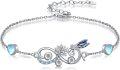 wholesale 925 Sterling Silver Dragonfly Lotus Heart Blue Crystal Bracelet-0-0