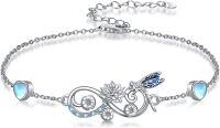 wholesale 925 Sterling Silver Dragonfly Lotus Heart Blue Crystal Bracelet-Infinity-Dragonfly 7"-9"