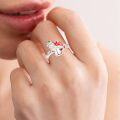 wholesale Sterling Silver Red Stone Cute Mushroom Frog Ring Adjustable Funny Jewelry Gift-0-3