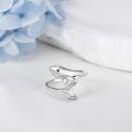 wholesale 925 Sterling Silver Whale Tail Adjustable Open Thimble Ring Sea Life Jewelry-0-1