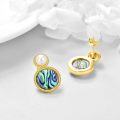 wholesale 925 Sterling Silver Plated Gold- Abalone Shell Pearl Round Stud Earrings for Women s-0-2