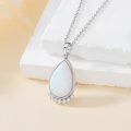 wholesale 925 Sterling Silver Opal Tear Drop Pendant Necklace With Cz Accents-0-1