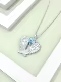 TOUPOP Sterling Silver Birthstone Angel Wings Necklace Pendant Gift-0-2