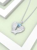 TOUPOP Sterling Silver Birthstone Angel Wings Necklace Pendant Gift-0-2