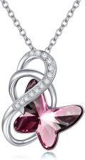 wholesale 925 Sterling Silver Infinity Butterfly Pendant Necklace with Austrian Crystals Anniversary or Birthday Gift for Women-0-0