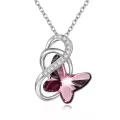 wholesale 925 Sterling Silver Rainbow Austrian Crystal Butterfly Pendant Necklace for Women Gifts-0-3