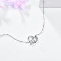 wholesale 925 Sterling Silver Heart-Shaped Giraffe Charm Bracelet with Cubic Zirconia Accents - Adjustable Length from 6 to 8 Inches-0-2